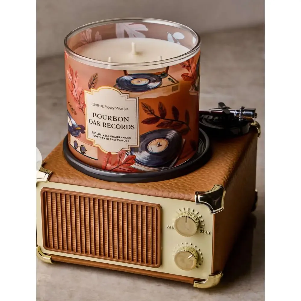 Bath & Body Works Vintage Record Player 3 Wick Candle Holder - Picture 3 of 3